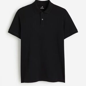H&M Regular Fit Pique Classic Black Polo Shirt Size L Casual Golf Resortwear